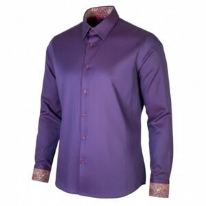 SCOOP Men in Town Purple Paisley Print Dress Shirt XL 43/44‎ Long sl